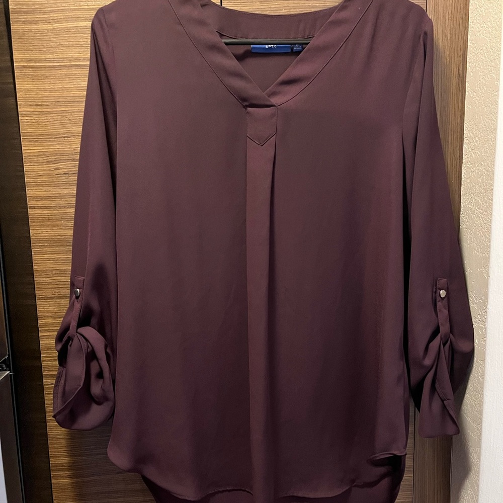 Elegant Women's V-Neck Blouse - Deep Purple